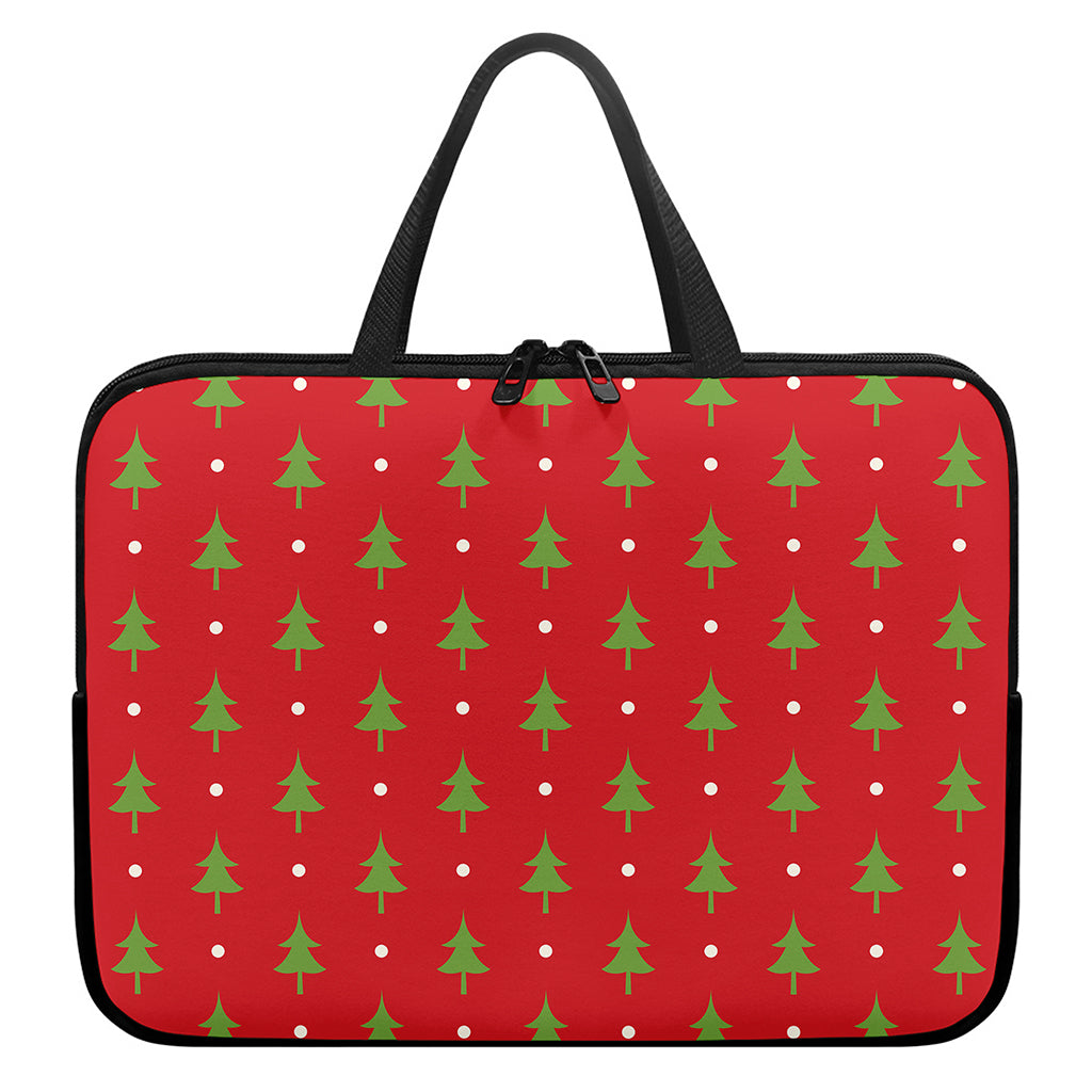 Polka Dot Christmas Tree Pattern Print Laptop Sleeve With Handle