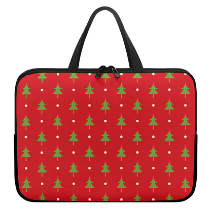 Polka Dot Christmas Tree Pattern Print Laptop Sleeve With Handle