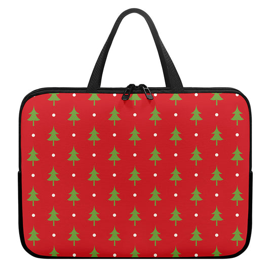 Polka Dot Christmas Tree Pattern Print Laptop Sleeve With Handle