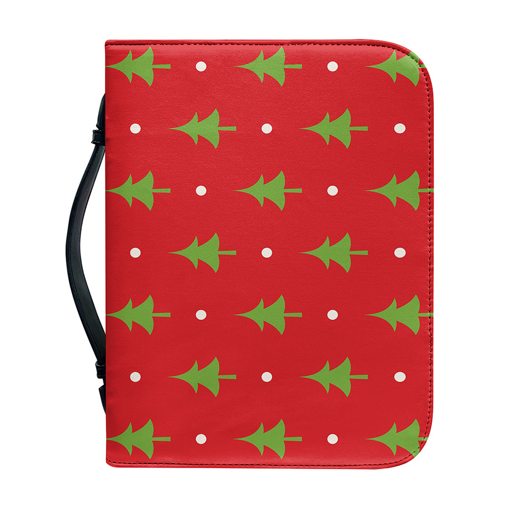 Polka Dot Christmas Tree Pattern Print Leather Bible Cover