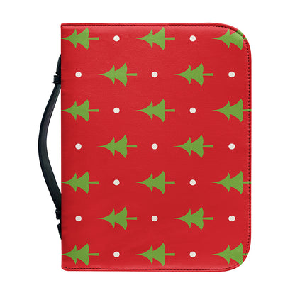 Polka Dot Christmas Tree Pattern Print Leather Bible Cover