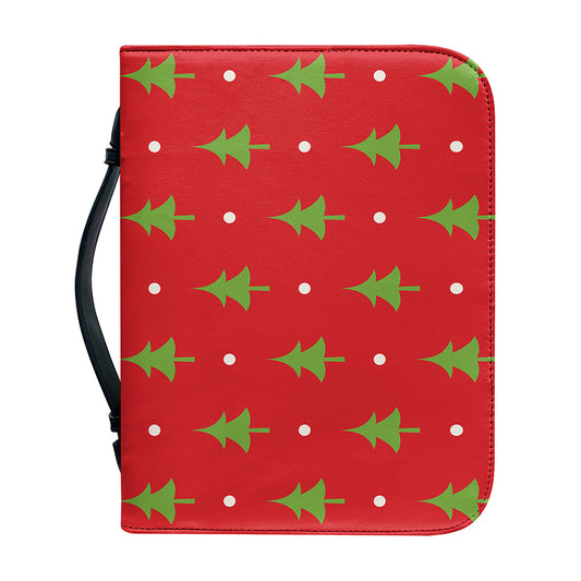 Polka Dot Christmas Tree Pattern Print Leather Bible Cover