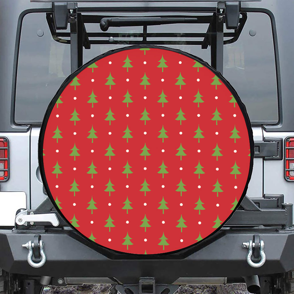 Polka Dot Christmas Tree Pattern Print Leather Spare Tire Cover