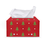 Polka Dot Christmas Tree Pattern Print Leather Tissue Box Cover
