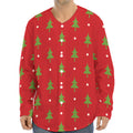 Polka Dot Christmas Tree Pattern Print Long Sleeve Baseball Jersey