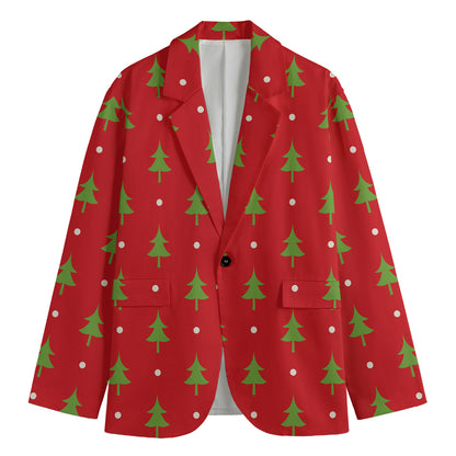 Polka Dot Christmas Tree Pattern Print Men's Blazer