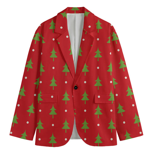 Polka Dot Christmas Tree Pattern Print Men's Blazer