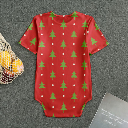 Polka Dot Christmas Tree Pattern Print Men's Bodysuit