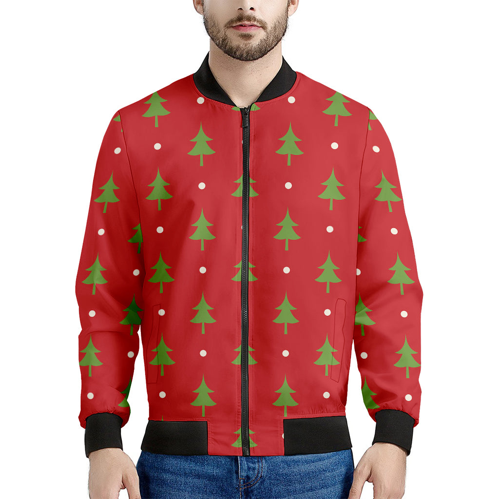 Polka Dot Christmas Tree Pattern Print Men's Bomber Jacket