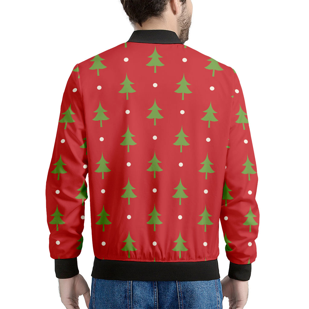 Polka Dot Christmas Tree Pattern Print Men's Bomber Jacket