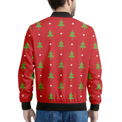 Polka Dot Christmas Tree Pattern Print Men's Bomber Jacket