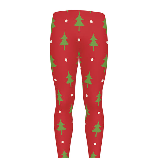 Polka Dot Christmas Tree Pattern Print Men's leggings