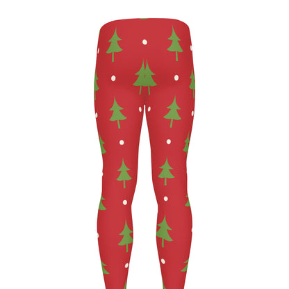 Polka Dot Christmas Tree Pattern Print Men's leggings