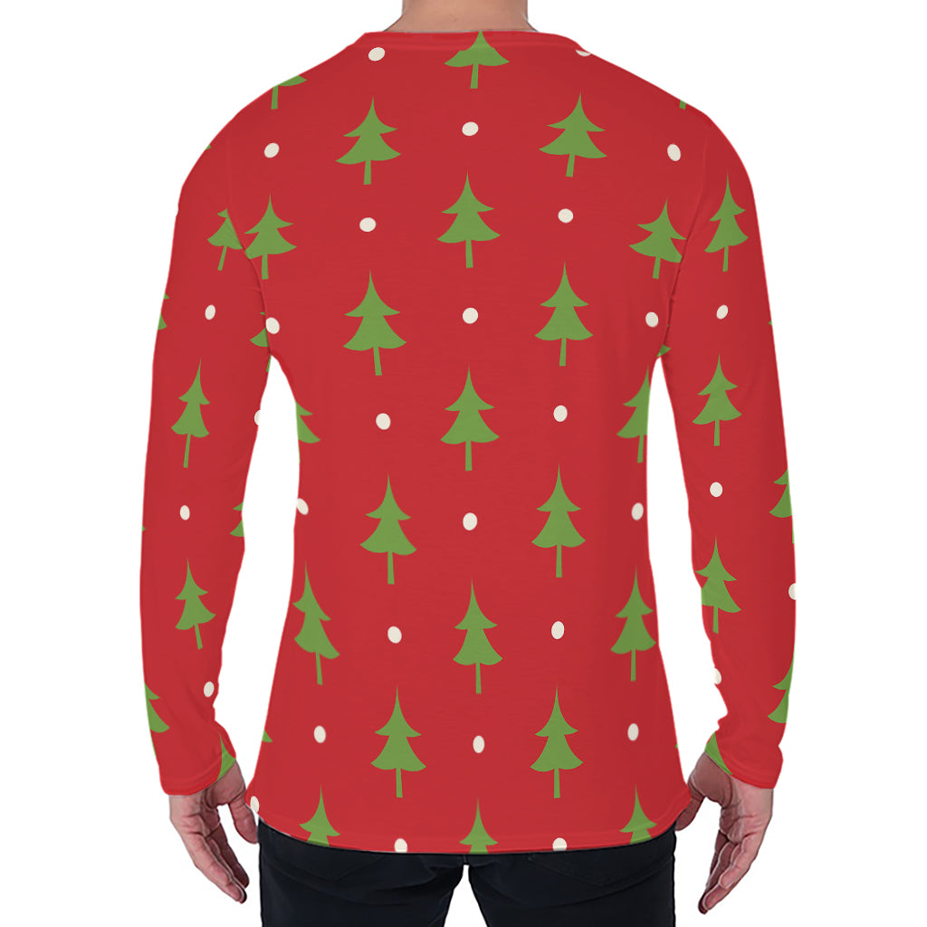 Polka Dot Christmas Tree Pattern Print Men's Long Sleeve T-Shirt