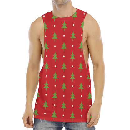Polka Dot Christmas Tree Pattern Print Men's Muscle Tank Top