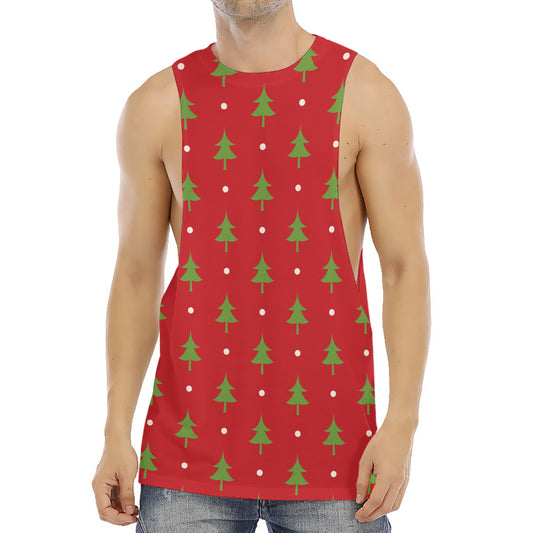 Polka Dot Christmas Tree Pattern Print Men's Muscle Tank Top