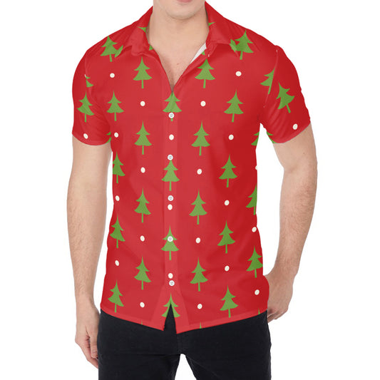 Polka Dot Christmas Tree Pattern Print Men's Shirt
