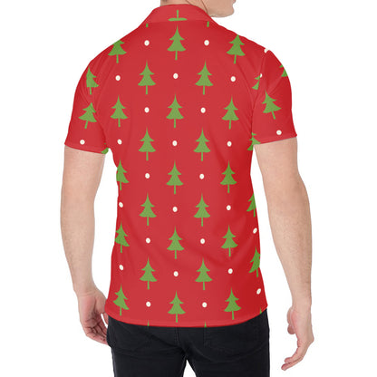 Polka Dot Christmas Tree Pattern Print Men's Shirt