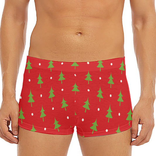 Polka Dot Christmas Tree Pattern Print Men's Short Boxer Briefs