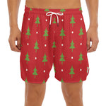 Polka Dot Christmas Tree Pattern Print Men's Split Running Shorts