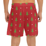 Polka Dot Christmas Tree Pattern Print Men's Split Running Shorts
