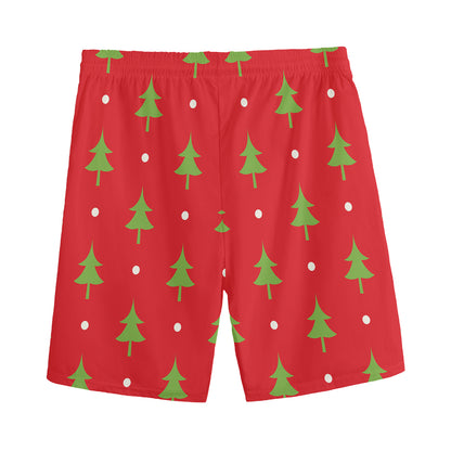 Polka Dot Christmas Tree Pattern Print Men's Sports Shorts