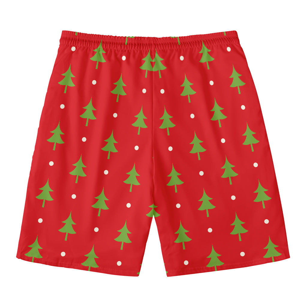 Polka Dot Christmas Tree Pattern Print Men's Swim Trunks