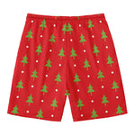 Polka Dot Christmas Tree Pattern Print Men's Swim Trunks