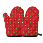 Polka Dot Christmas Tree Pattern Print Oven Mitts