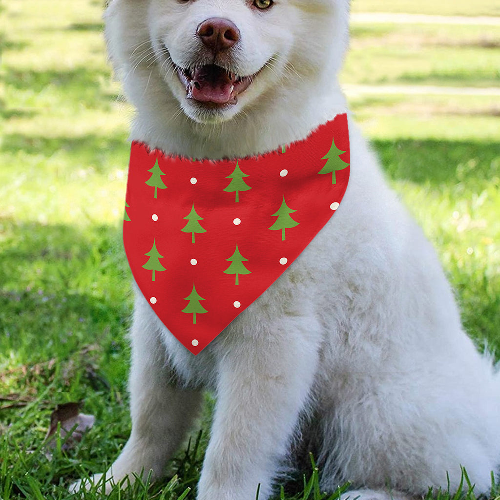 Polka Dot Christmas Tree Pattern Print Over The Collar Dog Bandana