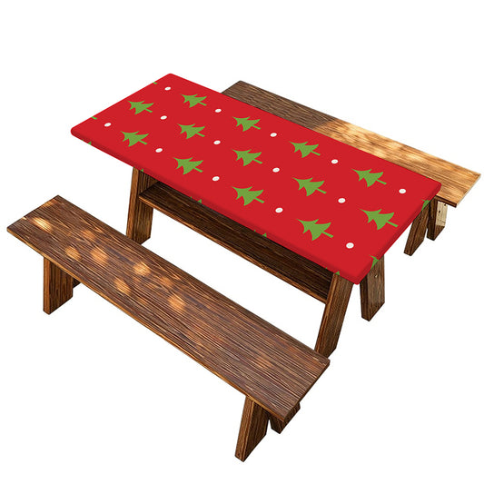 Polka Dot Christmas Tree Pattern Print Picnic Table Cover
