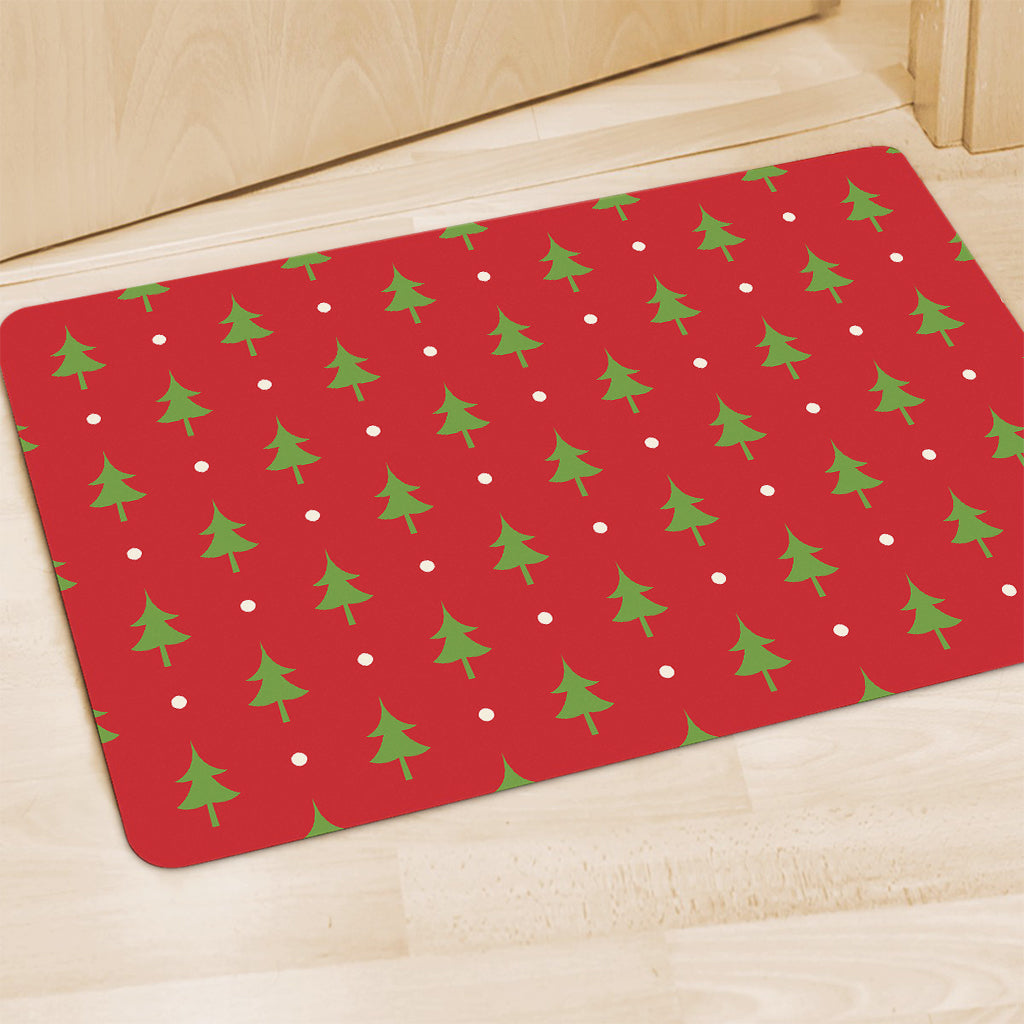 Polka Dot Christmas Tree Pattern Print Polyester Doormat