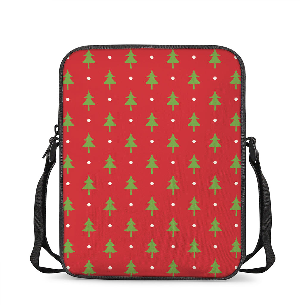 Polka Dot Christmas Tree Pattern Print Rectangular Crossbody Bag