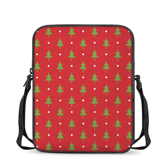 Polka Dot Christmas Tree Pattern Print Rectangular Crossbody Bag