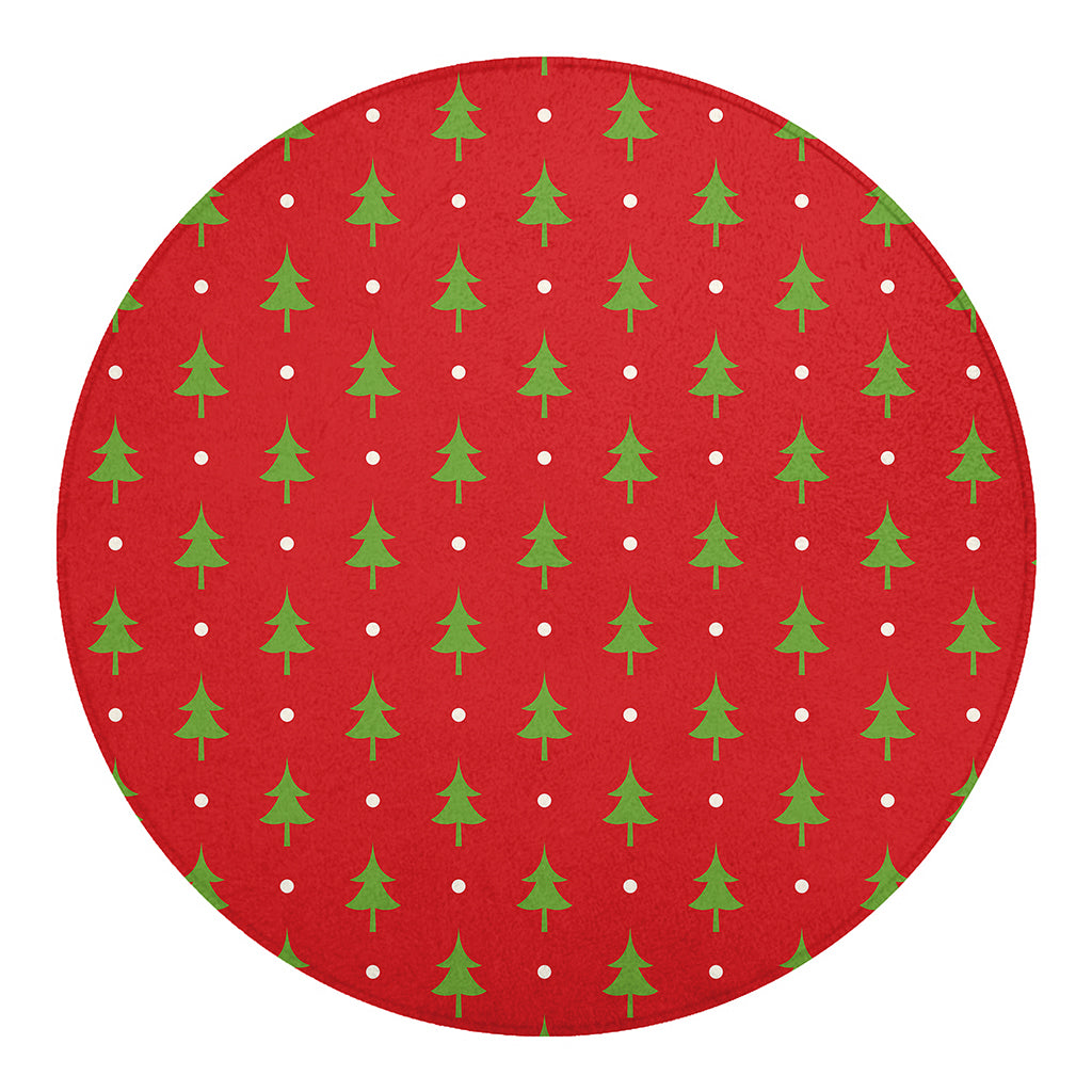 Polka Dot Christmas Tree Pattern Print Round Blanket