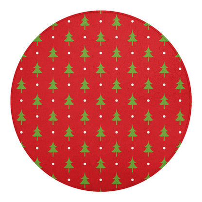 Polka Dot Christmas Tree Pattern Print Round Blanket