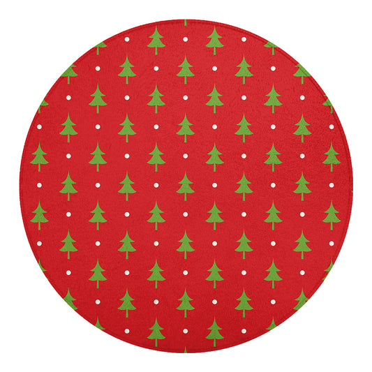 Polka Dot Christmas Tree Pattern Print Round Blanket