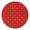 Polka Dot Christmas Tree Pattern Print Round Floor Mat