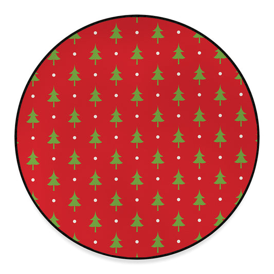 Polka Dot Christmas Tree Pattern Print Round Floor Mat