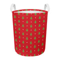 Polka Dot Christmas Tree Pattern Print Round Laundry Basket
