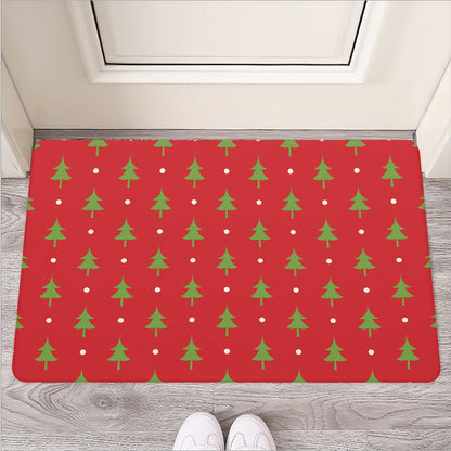 Polka Dot Christmas Tree Pattern Print Rubber Doormat