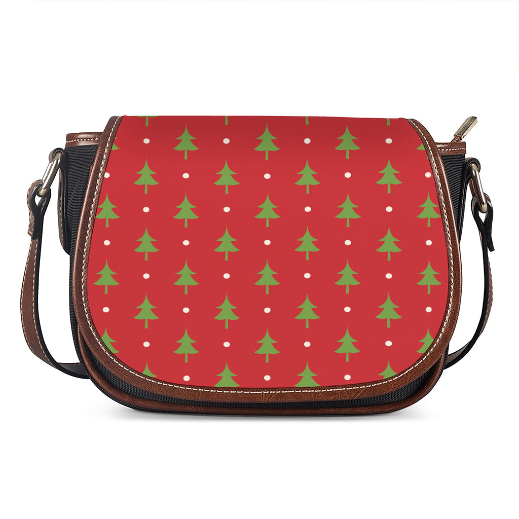 Polka Dot Christmas Tree Pattern Print Saddle Bag