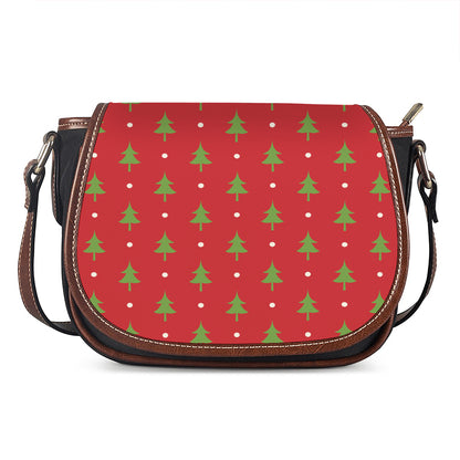 Polka Dot Christmas Tree Pattern Print Saddle Bag