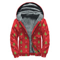 Polka Dot Christmas Tree Pattern Print Sherpa Lined Zip Up Hoodie