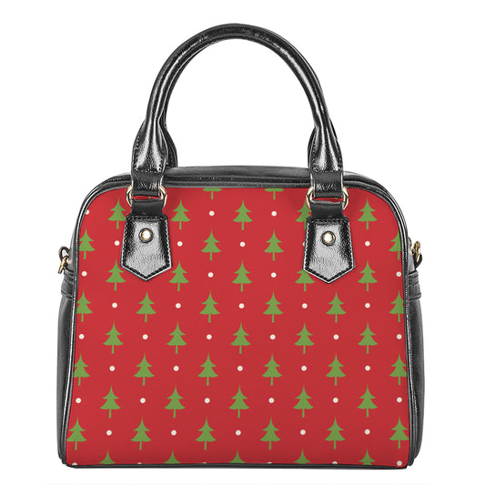Polka Dot Christmas Tree Pattern Print Shoulder Handbag