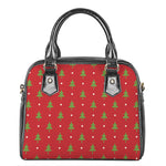 Polka Dot Christmas Tree Pattern Print Shoulder Handbag