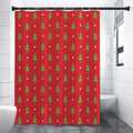 Polka Dot Christmas Tree Pattern Print Shower Curtain