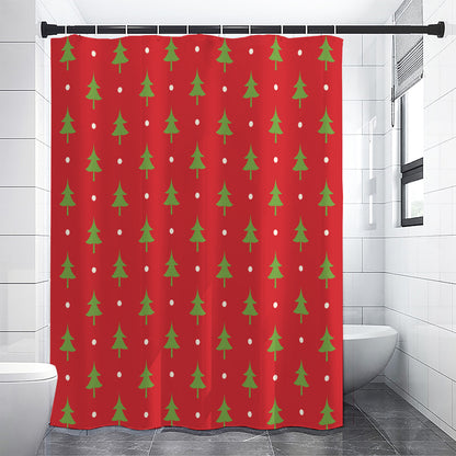 Polka Dot Christmas Tree Pattern Print Shower Curtain
