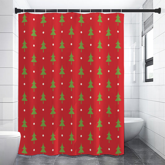 Polka Dot Christmas Tree Pattern Print Shower Curtain