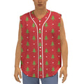 Polka Dot Christmas Tree Pattern Print Sleeveless Baseball Jersey